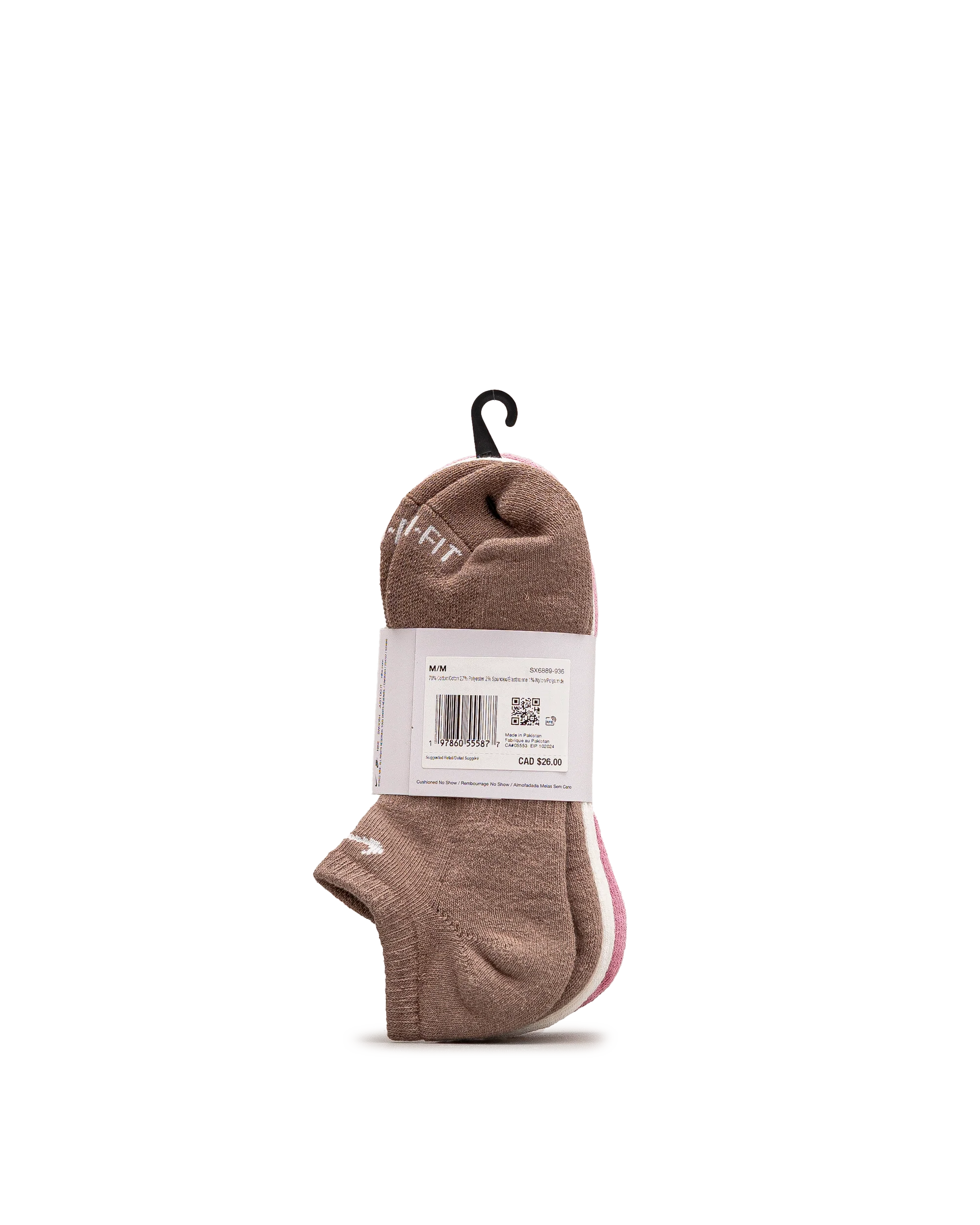 Unisex no show socks 3pk  - Rose pale - #98B-20 - Image 3