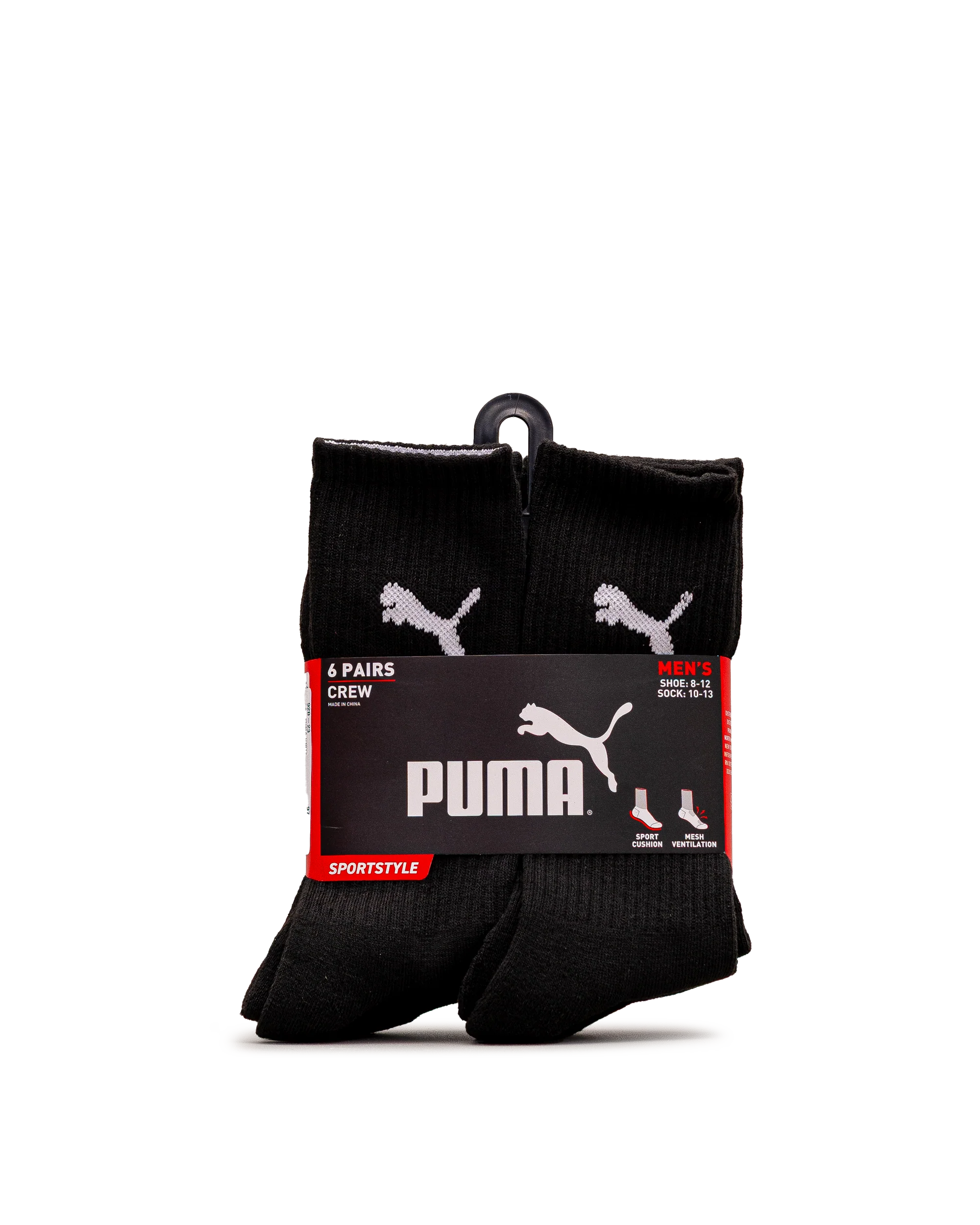 Mens crew socks 6 pack  - Noir - #92B-23