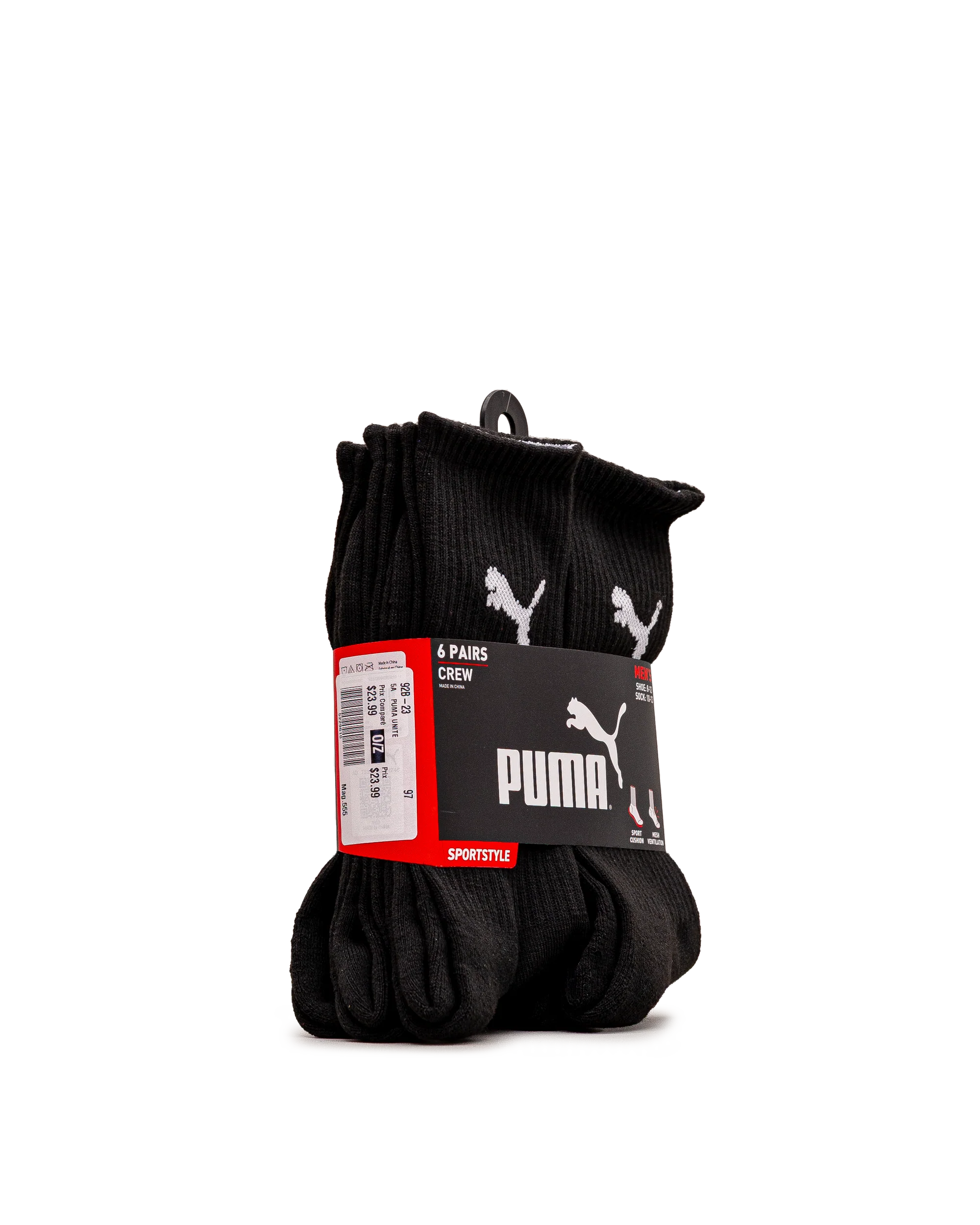 Mens crew socks 6 pack  - Noir - #92B-23 - Image 2